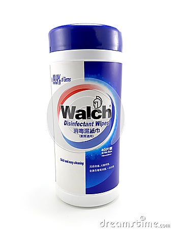 Walch disinfectant wipes wet tissue in Manila, Philippines Editorial Stock Photo