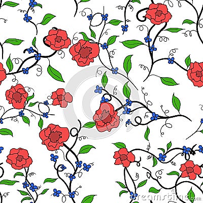 Wale of fabric in beautiful floral pattern Vector Illustration