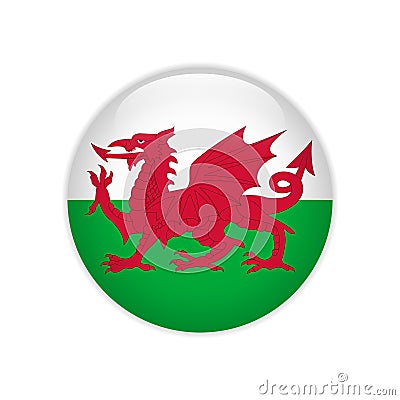 Wales flag on button Vector Illustration