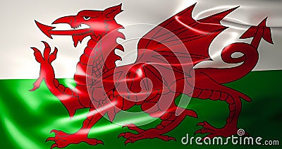 Wales flag. 3D Illustration of Wales, Great Britain Stock Photo
