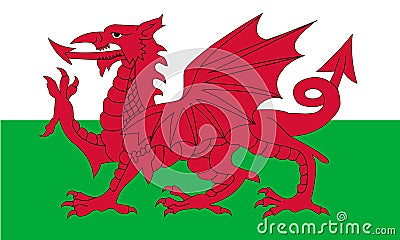 Wales national Flag in standard proportion color mode RGB Vector Illustration