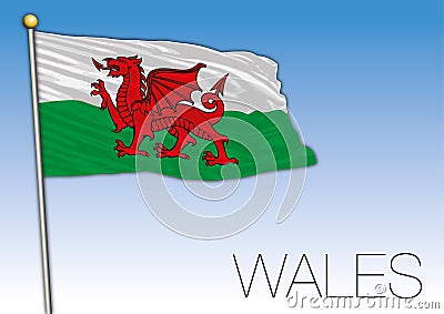 Wales flag, United Kingdom, Europe Vector Illustration