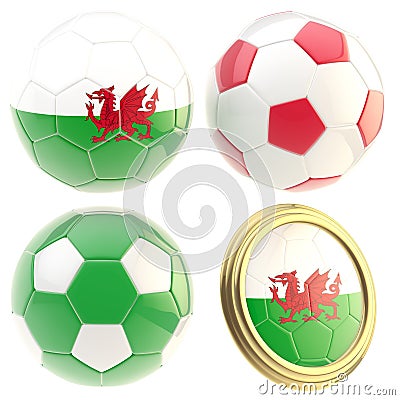 Wales football team attributes isolated Stock Photo