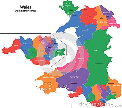 Wales map Stock Photo