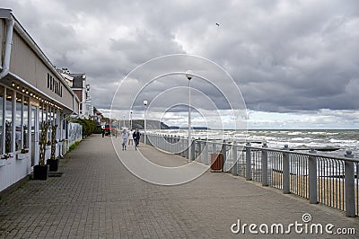 Walk along the autumn promenade. City of Svetlogorsk. Kaliningrad region. Editorial Stock Photo