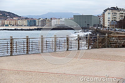 Promenade with metallic handrail Stock Photo