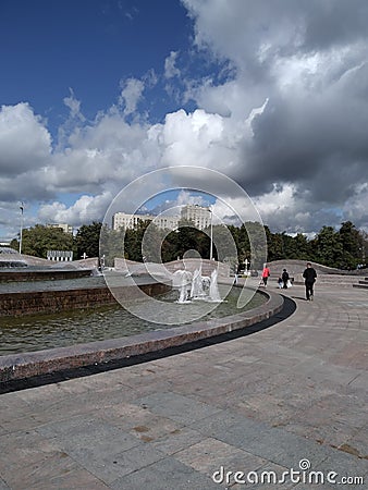 Walk around the city fountain. Editorial Stock Photo