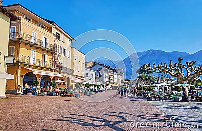 Explore old town and lakeside promenade, Ascona, Switzerland Editorial Stock Photo