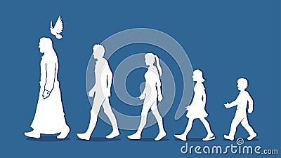 Walk with Jesus, Follow Jesus Vector Illustration