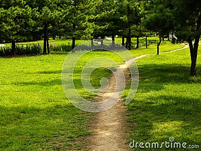 walk in a neighborhood park Stock Photo