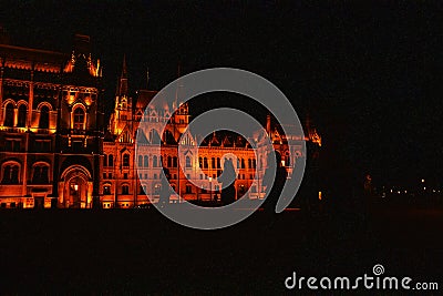 walk through the night city of Budapest. Stock Photo