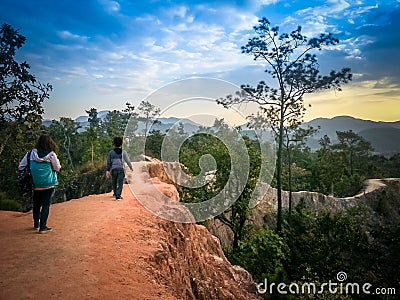 The walk at Pai Canyon in Maehongson Thailand Stock Photo