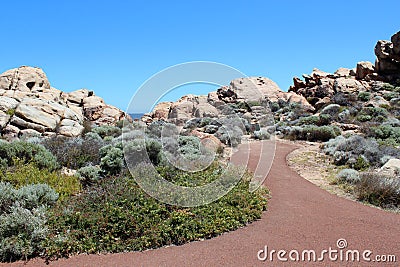 Walk path at Canal Rocks Western Australia in summer. Stock Photo