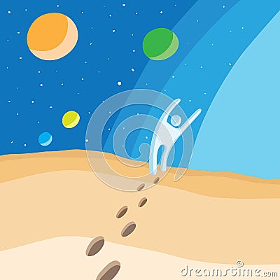 Walk on planet Vector Illustration