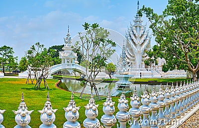 Enjoy the garden of White Temple, Chiang Rai, Thailand Editorial Stock Photo