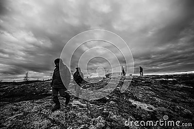 Walk in the tundra Editorial Stock Photo