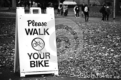 Walk your bike sign Stock Photo