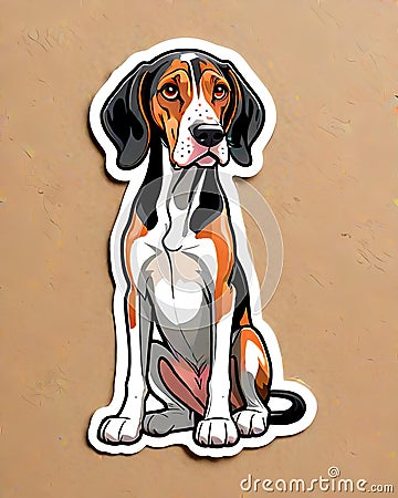 Walker coonhound dog home security protection Cartoon Illustration