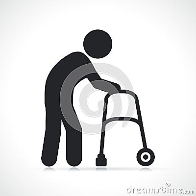 walker disabled black icon isolated Vector Illustration