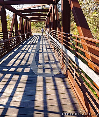 Walker on the Roanoke Valley Greenway Editorial Stock Photo