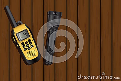 Walkie-talkie and a lantern Vector Illustration