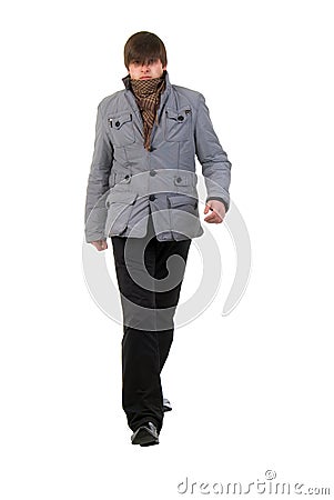 Walking Adult Fashion Boy. Stock Photo