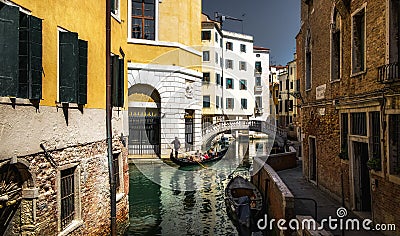 Walking along the canals of Venice. Editorial Stock Photo