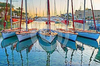 Walking along Marina Editorial Stock Photo