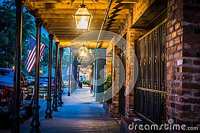 Evening walk along Front Street in Natchitoches Louisiana Editorial Stock Photo