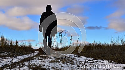 Dark Mysterious Silhouette Walking Away Royalty Free Stock Photos