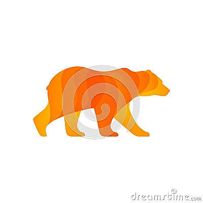 Walking bear silhouette. Color vector illustration. Vector Illustration