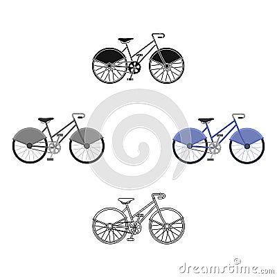Walking bicycle with large shields and curves driving. Economical transport.Different Bicycle single icon in cartoon Vector Illustration
