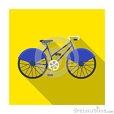 Walking bicycle with large shields and curves driving. Economical transport.Different Bicycle single icon in flat style Vector Illustration