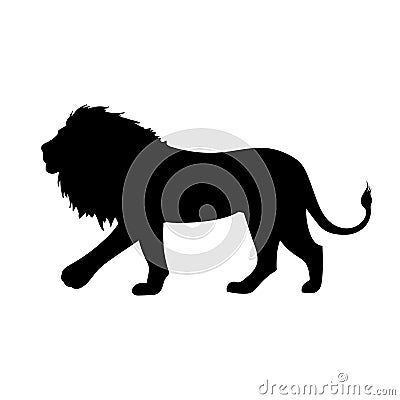 Walking Black Lion Silhouette Concept Vector Illustration