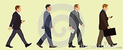 Walking Businessmen in Suits Vector Illustration