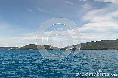 A walking catamaran in the sea Stock Photo