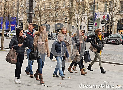 Walking on Champs Elysees Editorial Stock Photo