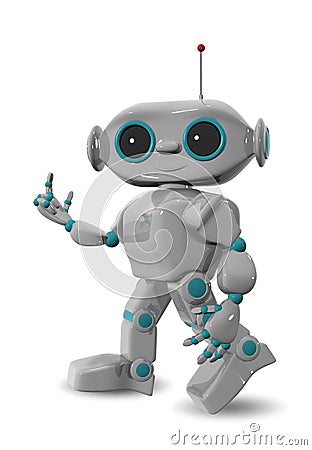 Walking cheerful robot Cartoon Illustration