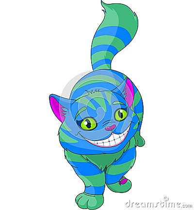 Walking Cheshire Cat Vector Illustration