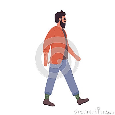 Walking cool hipster man Vector Illustration