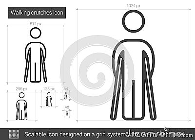 Walking crutches line icon. Vector Illustration