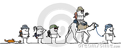 Walking in the desert Vector Illustration