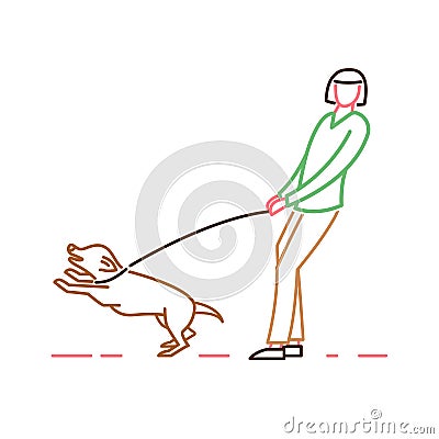 Walking the dog Vector Illustration