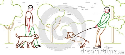 Walking the dog Vector Illustration