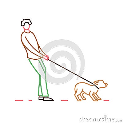 Walking the dog Vector Illustration