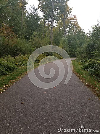 Walking down a Long Lonely Trail in October Stock Photo