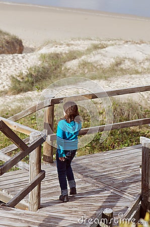 Walking down to the beach Stock Photo