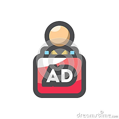 Walking Human Advertising Vector icon Cartoon illustration Vector Illustration