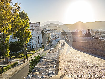 Walking by the Ibiza fortress Editorial Stock Photo