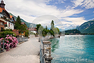 Walking by the Lake in Brienz, Berne, Switzerland Stock Photo